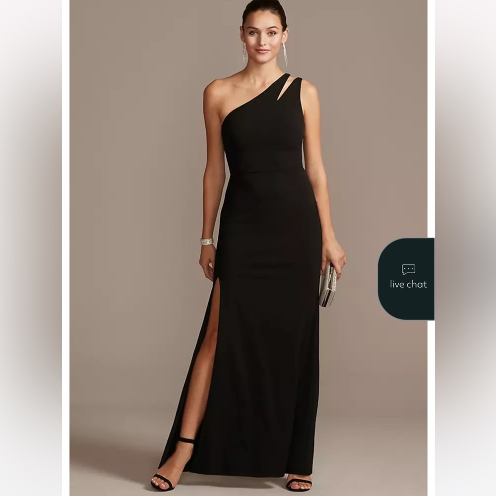 Chic One-Shoulder Black Evening Gown